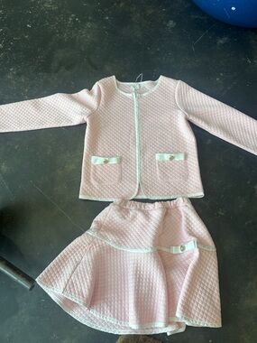 Kids Pink Quilted Matching Jacket and Skirt Set
